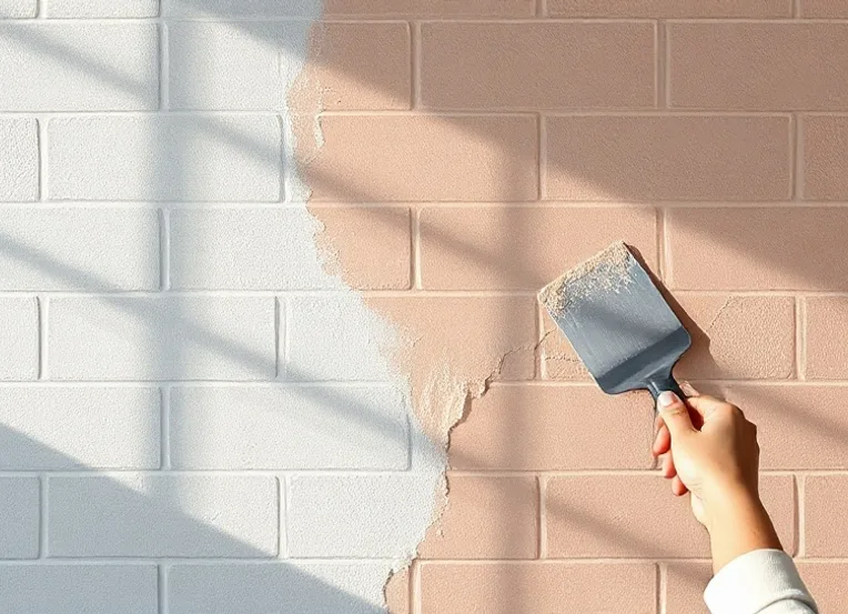 Application d'un enduit décoratif à la lisseuse sur un mur