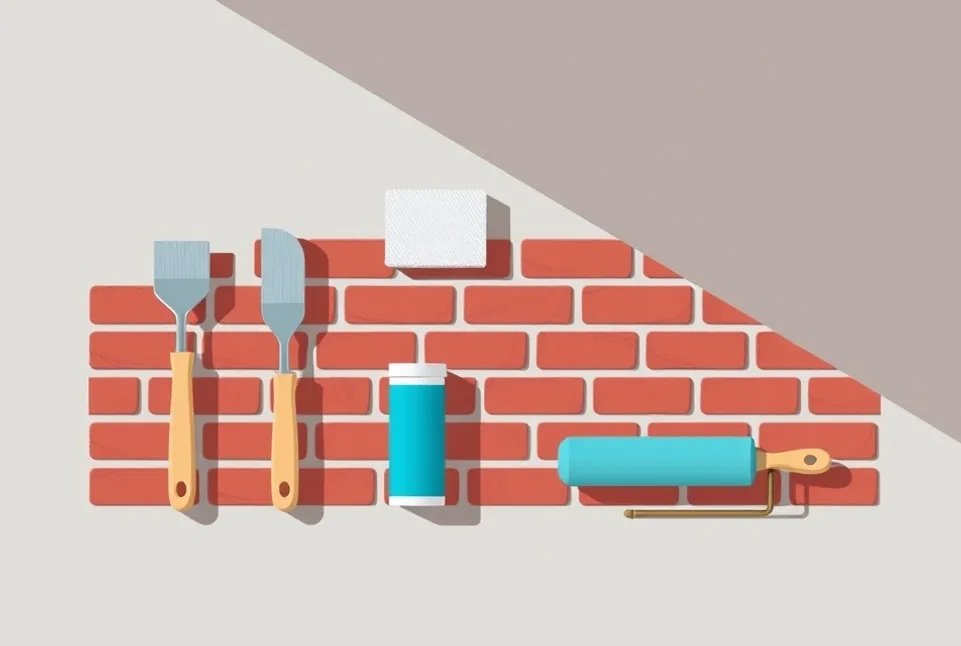 Outils de peinture disposés dans l'ordre des étapes du chantier